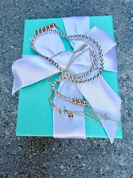 Tiffany & Co. Jewelry - Tiffany & Co. Two Tone Mixed Bead Chain Silver Rose Gold 28-30”